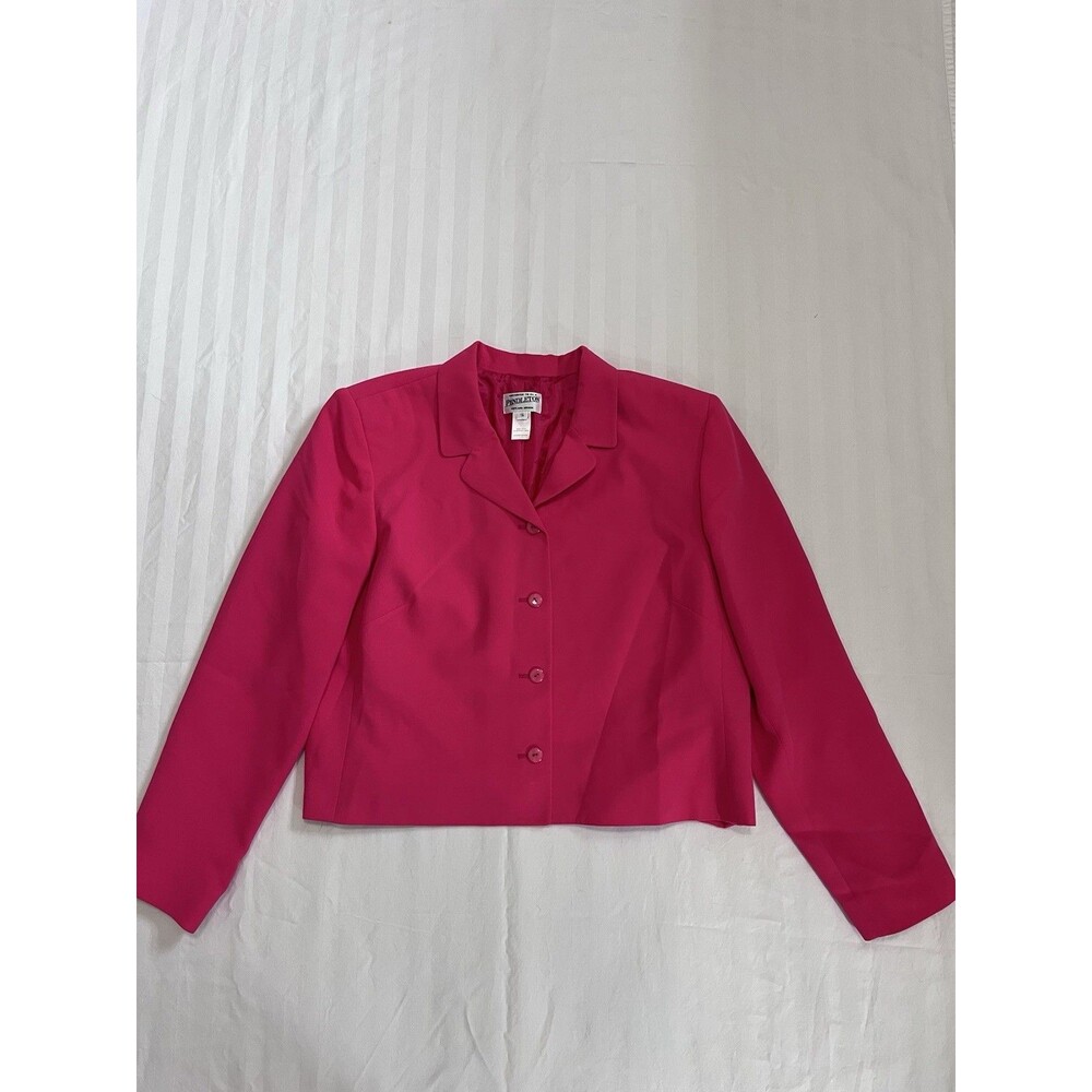 VTG 90s Pendleton Fuchsia Pink Blazer Jacket Womens Plus Size 16 Made in USA
